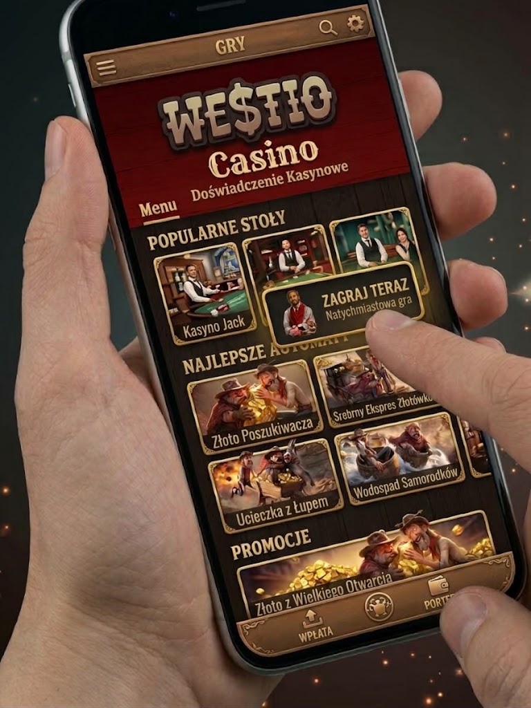 Visual representation of the Westia Casino app, highlighting game selections and user interface.